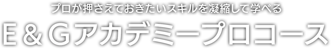 プロが押さえておきたいスキルを凝縮して学べる E＆Gアカデミープロコース