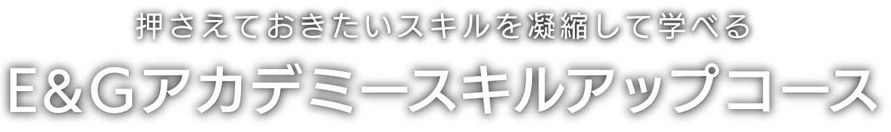 プロが押さえておきたいスキルを凝縮して学べる E＆Gアカデミースキルアップコース